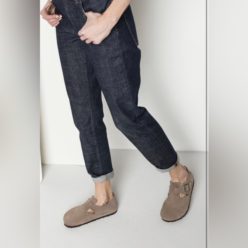 Birkenstock London Suede Taupe Clogs Size 36 Narrow NWOT